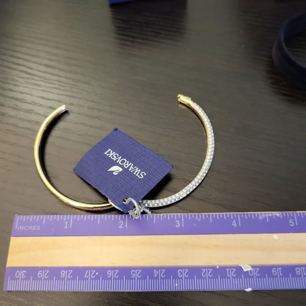 Swarovski Crystal  Bangle Bracelet White - Gold Plating New In Original Box - Picture 8 of 14